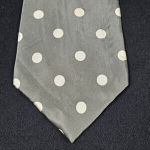 SIGNORCELLI Men's Olive Green White Polka Dot Silk Tie